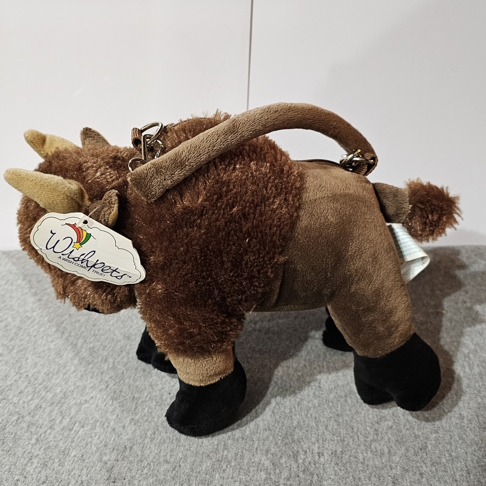 Buy 2, Get This FREE! WISHPETS Buffalo Bison Plush Pouch Purse 10" Handbag